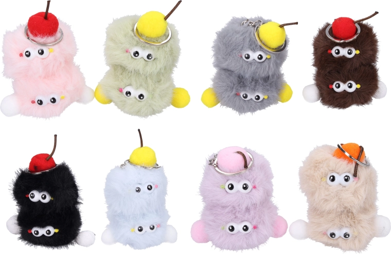 Porte-clés en peluche monstre 6 cm - 1 pièce