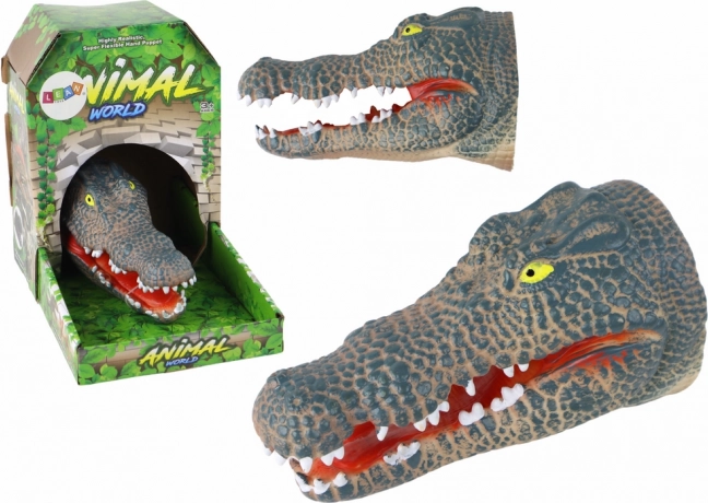 Marionnette crocodile en caoutchouc pour la main – gris réaliste