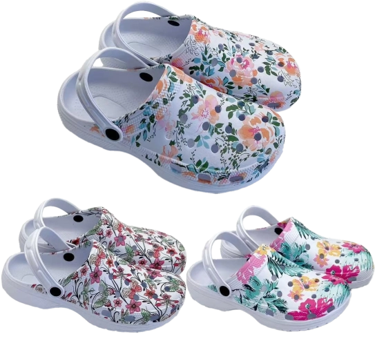 Mules de jardin en mousse EVA à motif floral, tailles 35–40