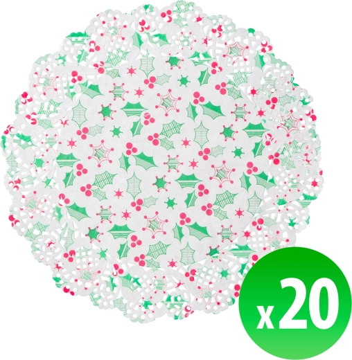 Set de table en papier de Noël sous assiette, 16,5 cm, 20 pièces