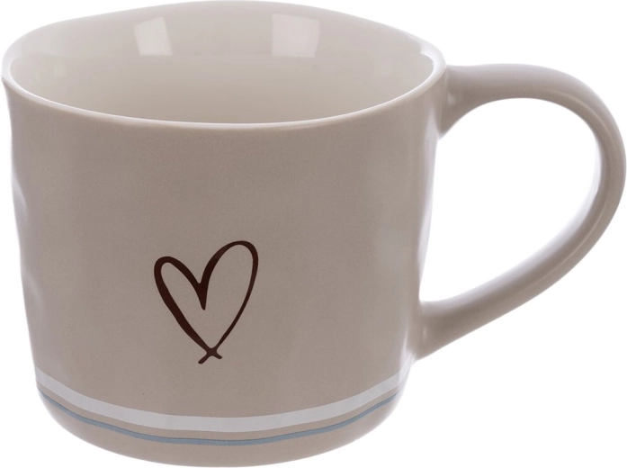 Tasse en porcelaine beige avec motif cœur 0,4 l