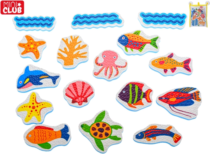 Autocollants en mousse pour baignoire avec animaux marins, 16 pcs