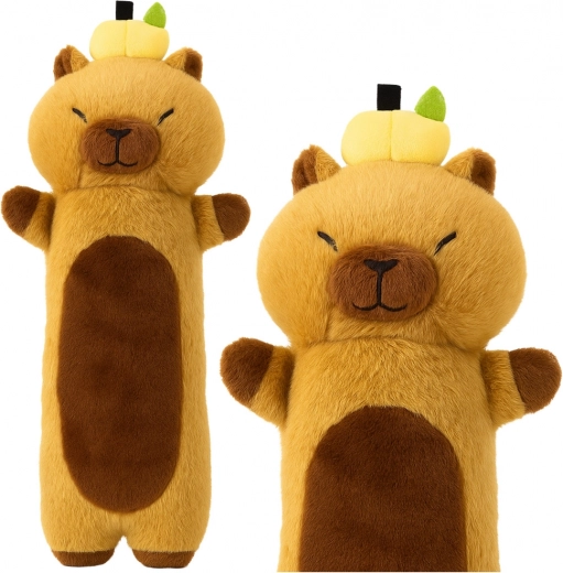 Peluche Capybara avec fruit - Coussin rouleau brun 65 cm