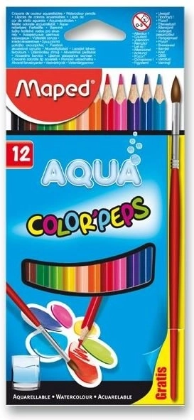 Crayons triangulaires Maped Aqua Color'Peps 12 pcs avec pinceau
