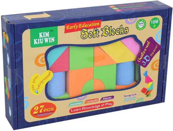 Cubes en mousse souples colorés pour les tout-petits – lot de 27 pièces en boîte