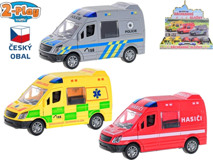 2-Play Traffic véhicule de secours 1:32 à inertie, 12 cm