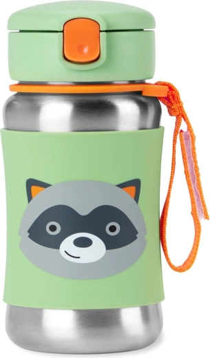 Skip Hop Spark Style bouteille en acier inoxydable avec paille, motif raton laveur, 350 ml, 12 mois+