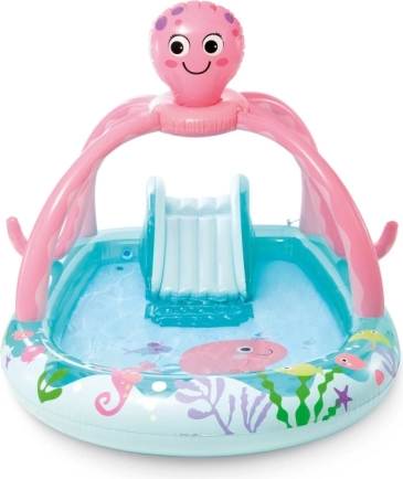 Centre de jeu gonflable Pieuvre avec douche d’eau et toboggan