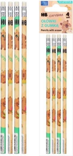 Crayons HB avec gomme Capybara, 4 pcs