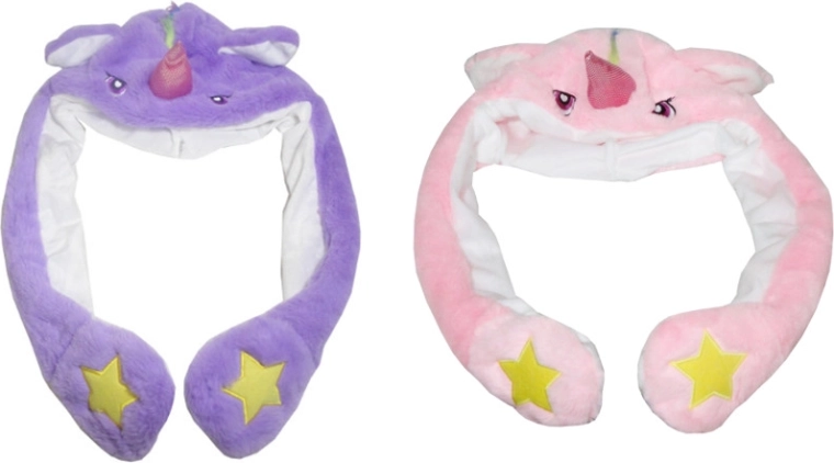 Bonnet en peluche pour enfants licorne avec oreilles mobiles