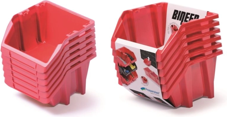 Ensemble de boîtes de rangement Bineer Short, 6 pcs, rouge