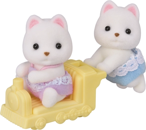 Sylvanian Families jumeaux poméraniens avec petit train