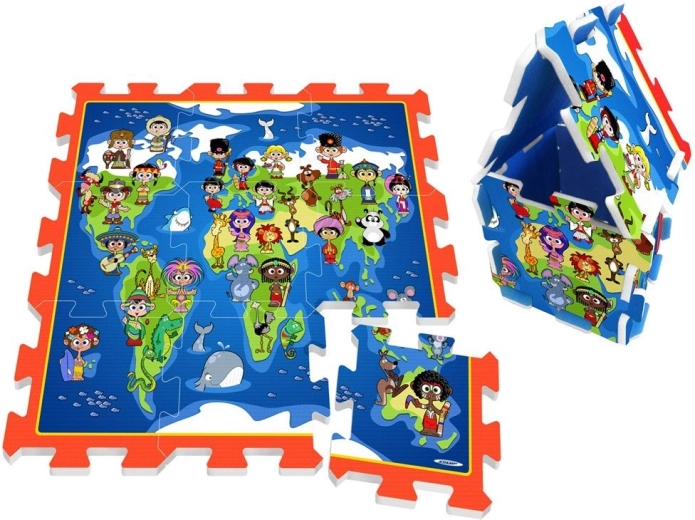 Puzzle en mousse Enfants du monde – tapis de jeu éducatif 93 × 93 cm