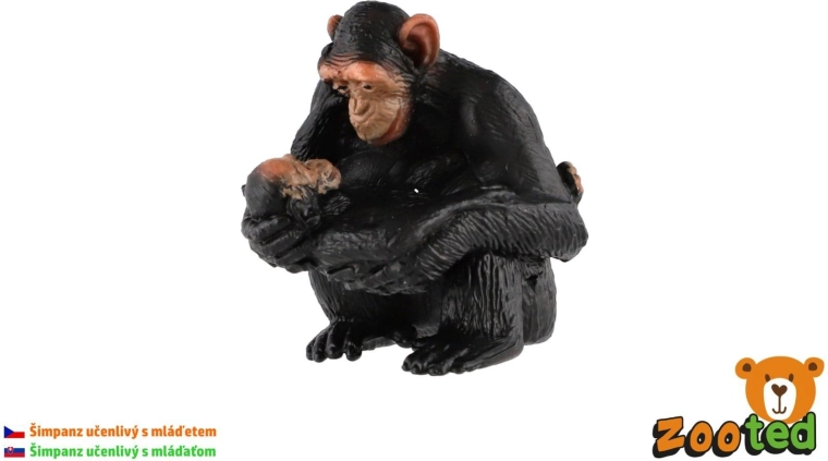 Figurine de femelle chimpanzé commun avec son petit