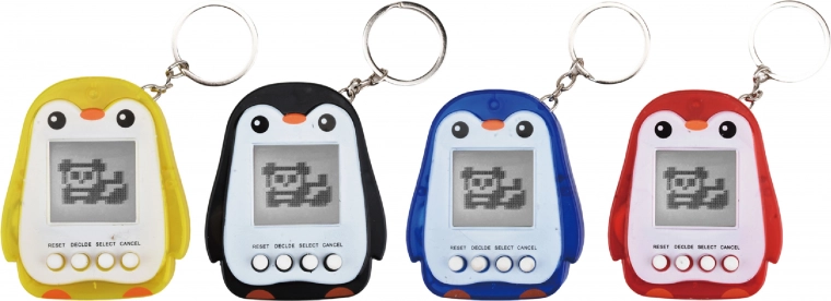 Animal de compagnie électronique pingouin – jeu de poche 7,5 cm avec porte-clés