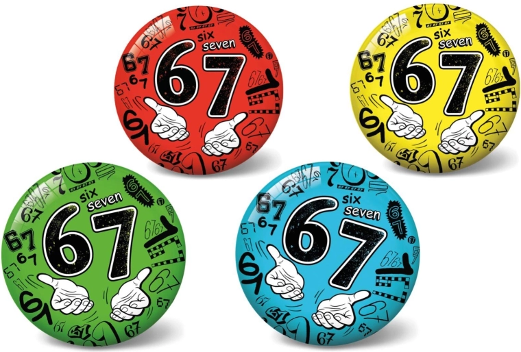 Ballon gonflable 23 cm – numéro 67, motif Six Seven, 4 couleurs