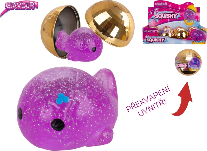 Glamour boule pailletée avec surprise – animal extensible antistress
