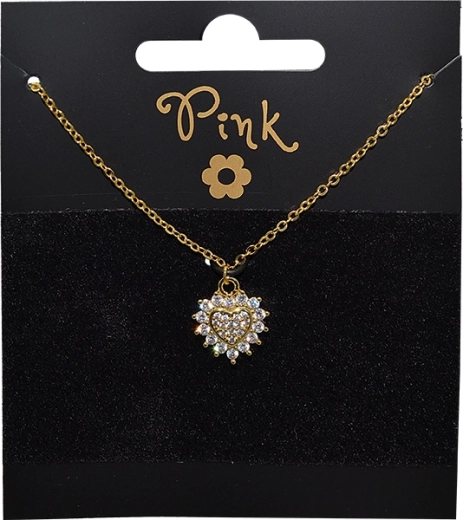 Chaîne plaquée or avec pendentif cœur dans le soleil