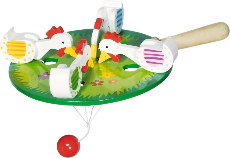 Poules picoreuses en bois avec bille oscillante - 1 pièce
