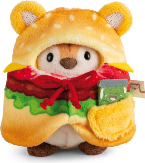 Nici MyMochi tigre en peluche Tiggy 8 cm avec costume de hamburger et mini cornichon, coffret cadeau