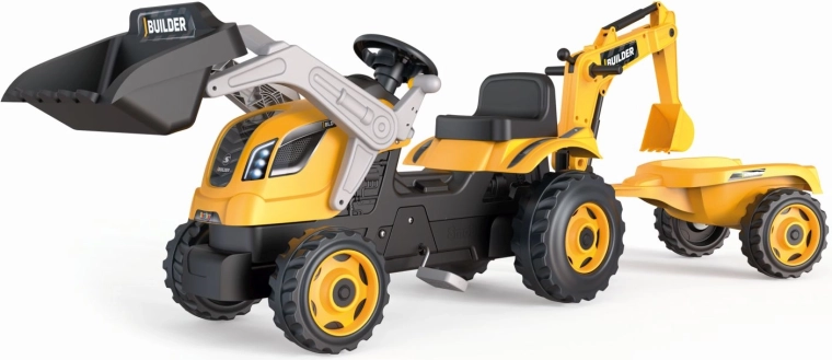 Tracteur à pédales Builder Max avec pelle et remorque