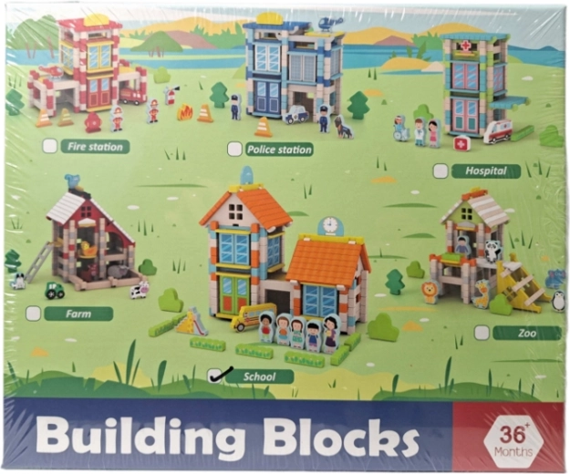 Jeu de construction en bois – école