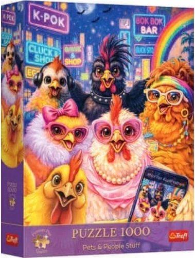 Puzzle Premium Plus Pets – selfie avec des poules 1000 pièces