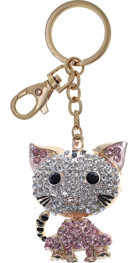 Porte-clés chat doré