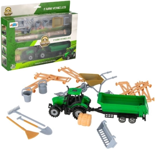 Tracteur avec remorque et accessoires de ferme