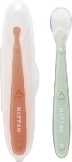 Cuillères en silicone à embout souple avec étui 2 pcs NATTOU