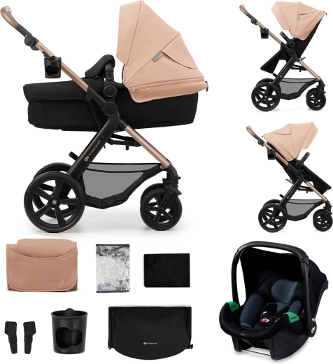 Poussette combinée Kinderkraft Moov 2 3en1 sand beige avec roues en mousse