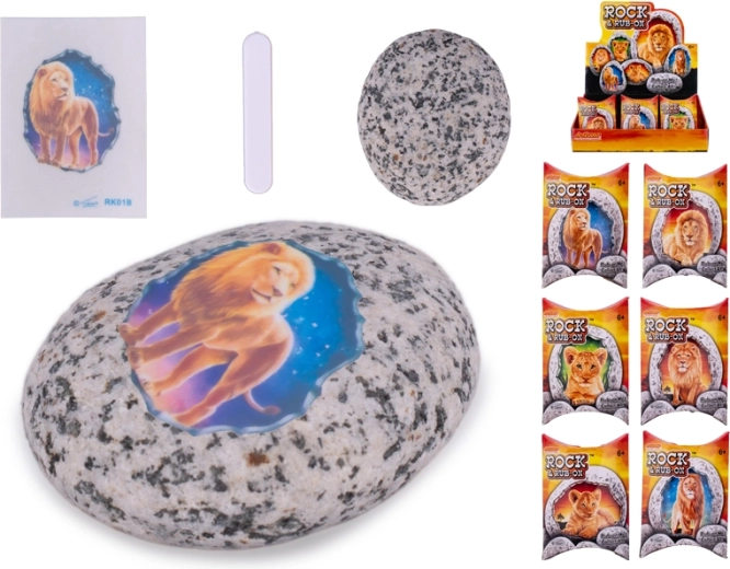 Galet avec autocollant – safari lion, kit créatif pour enfants