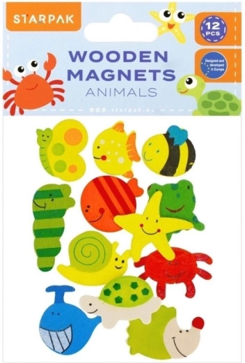 Aimants en bois animaux STARPAK (12 pcs)