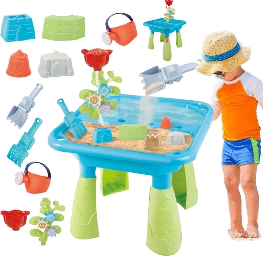 Table d’eau et de sable Woopie 2-en-1 avec 14 accessoires