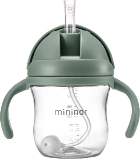 Biberon avec paille Mininor en tritan Willow Green 330 ml