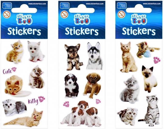 StickerBoo autocollants avec chiots et chatons (3 variantes) - 1 pièce