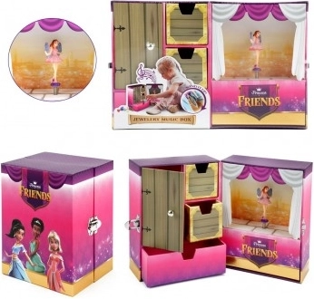 Boîte à bijoux dépliable avec princesses et mélodie à remonter