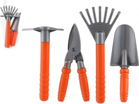 Outils de jardin pour enfants en plastique 5 pièces dans un filet 8x24 cm