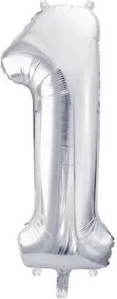 Ballon en aluminium numéro 1 argenté 86 cm
