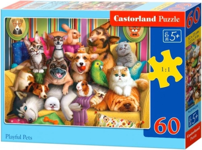 Puzzle 60 pièces animaux joyeux CASTORLAND