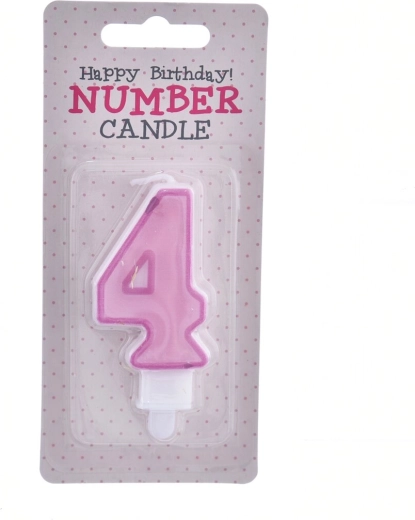 Bougie de gâteau chiffre 4 rose 7 cm