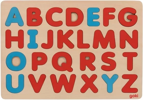 Puzzle alphabet en bois Goki inspiré Montessori