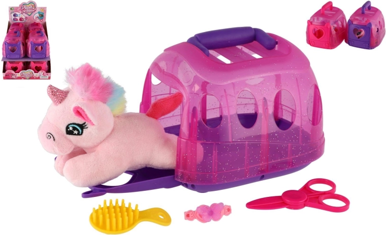 Peluche licorne dans une boîte de transport - 1 pièce