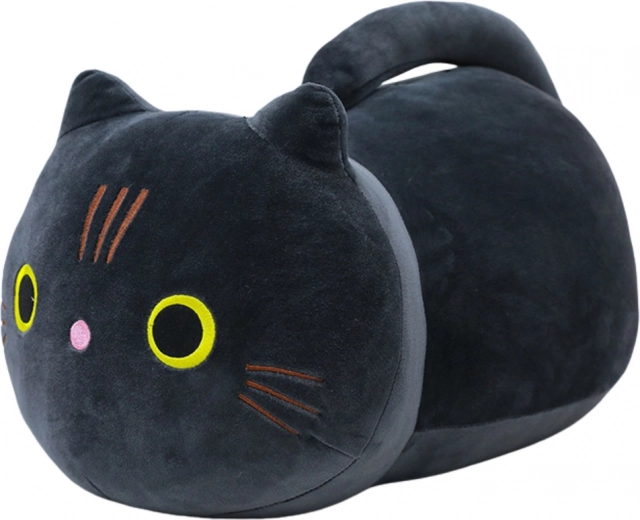 Chat noir en peluche avec longue queue 40cm