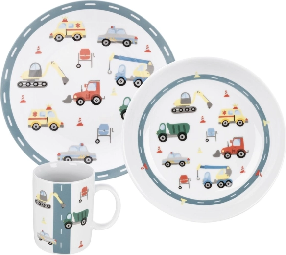 Lot d’assiettes compartimentées pour enfants – voitures (3 pcs)