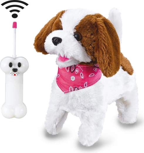 Chien en peluche télécommandé Jamara Lucky blanc/marron 27 MHz - 1 pièce