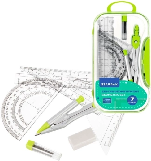 Set de géométrie dans un étui en plastique - 7 pièces