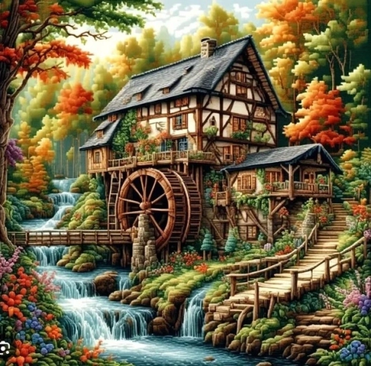 Norimpex peinture diamant Moulin dans la forêt 30 × 40 cm - 1 pièce