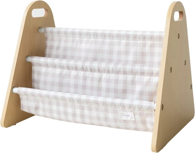 3 Sprouts présentoir double face pour livres pour enfants vichy beige