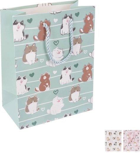 Sac cadeau en papier avec motif chat 18 × 10 × 23 cm (3 variantes)